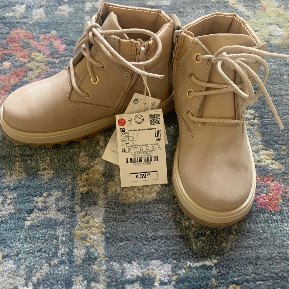 Brand new pink leather boots, toddler/little kid, size 9.5